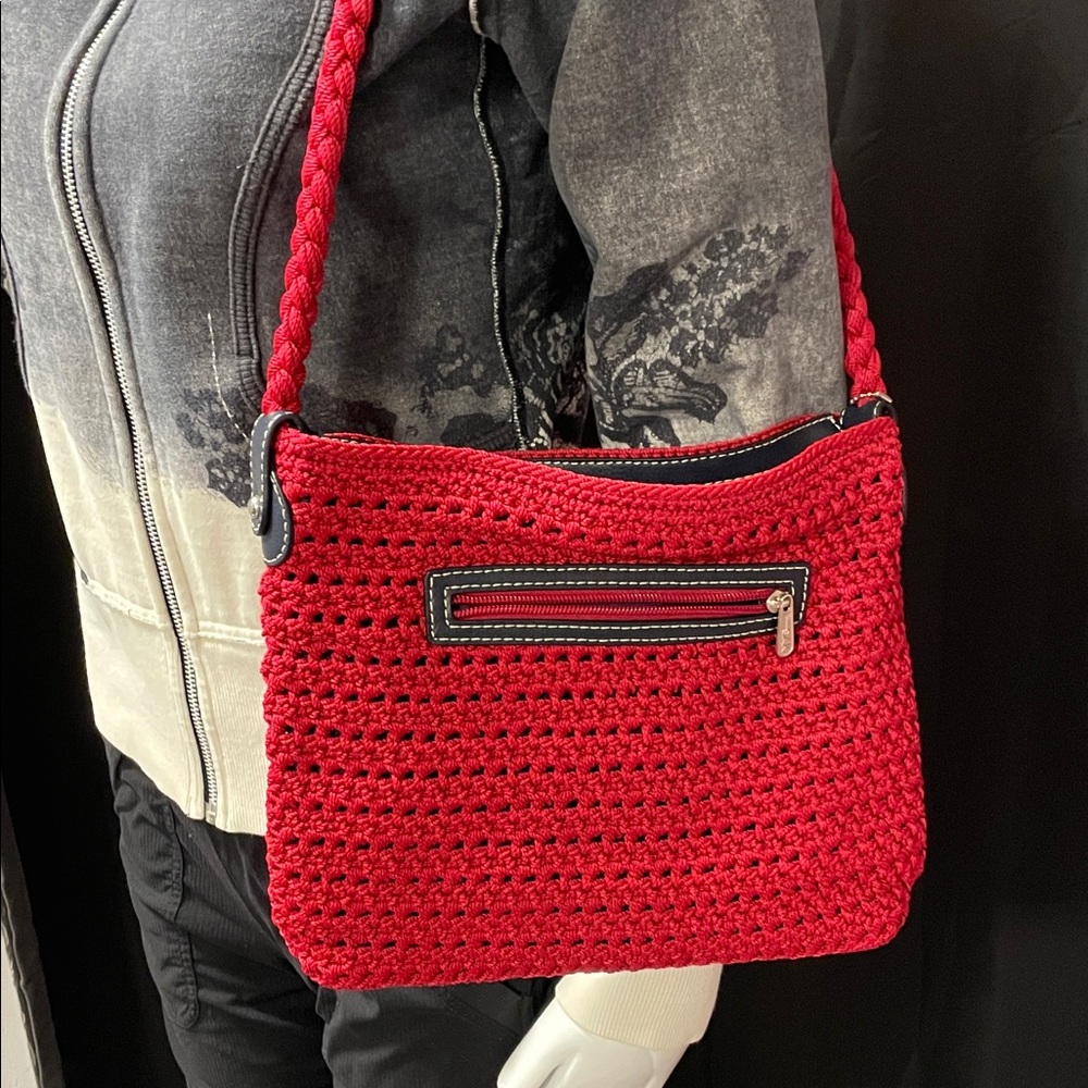 New without tags the sack, red crocheted shoulder bag